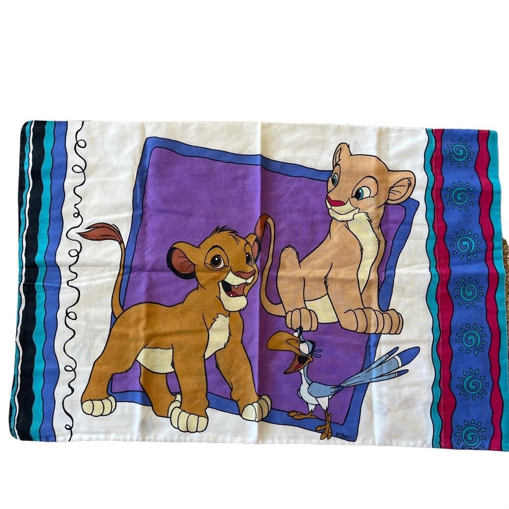 Disney Lion King Pillowcase Standard Colorful Simba Nala Pumbaa Timon Zazu VTG